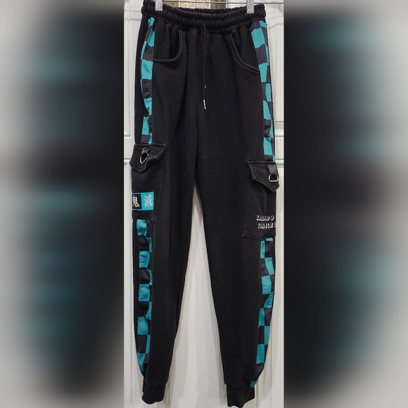 Demon Slayer Kamado Tanjiro Pants anime cargo jogger sweatpants men's Medium - Picture 2 of 10